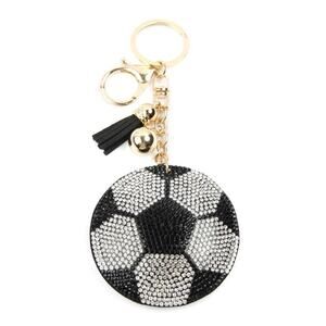 Black White Soccer Crystal Keychain Keyring Bag Charm
